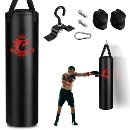 Premium Adult Punching Bag Kit  63 lb Filled Hanging Bag with Boxing Gloves & Hand Wraps