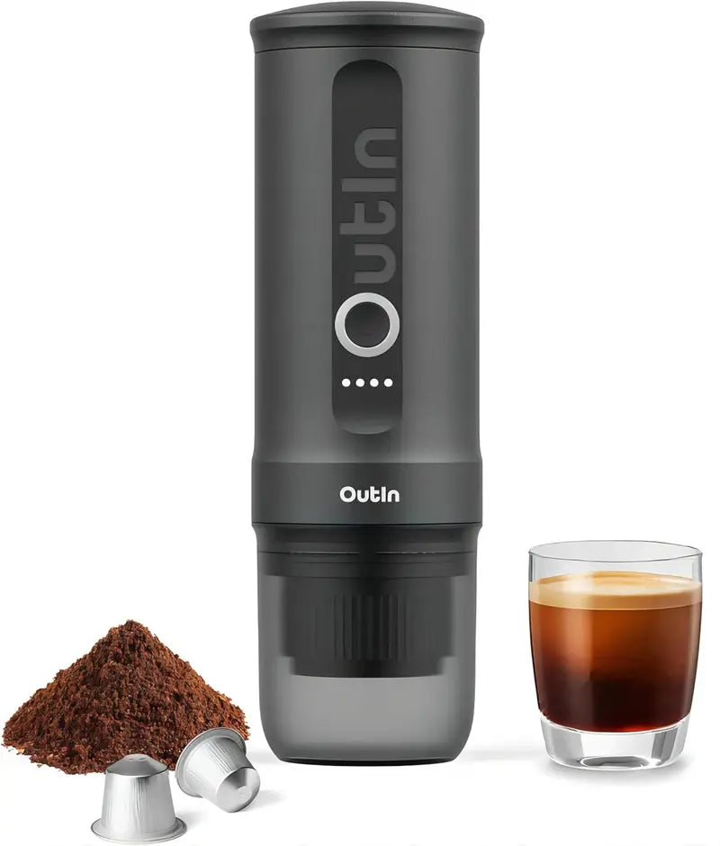 Compact USB-C Espresso Maker — Portable Electric Coffee Machine for Cars, RVs, Hiking & Offices with Ground & NS Capsule Compatibility