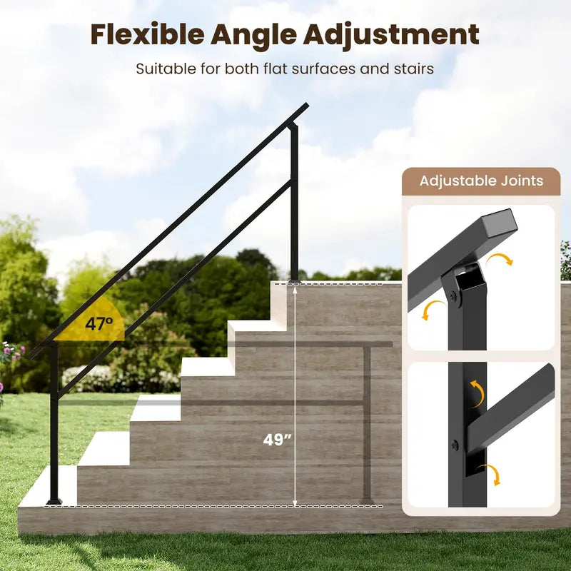 Adjustable Metal Handrail for Staircases with 06 Steps