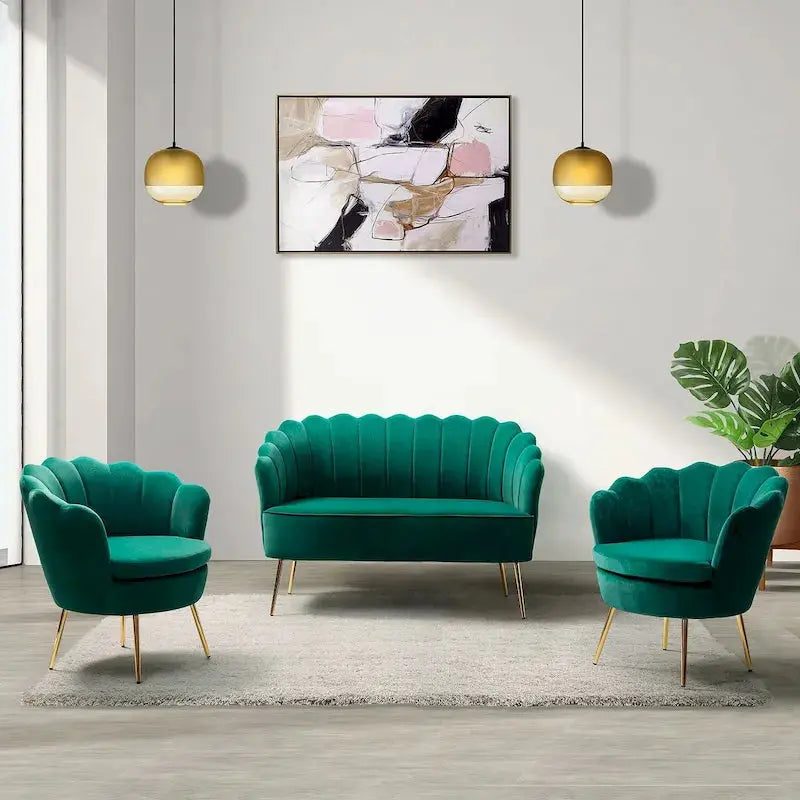 Xabier 3-Piece Living Room Set  52-Inch Modern Sofa and Matching Chairs by HULALA HOME