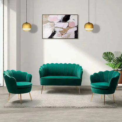 Xabier 3-Piece Living Room Set  52-Inch Modern Sofa and Matching Chairs by HULALA HOME