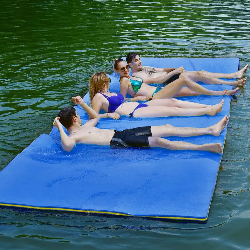 12′ x 6′ Floating Water Mat  Triple-Layer XPE Foam Pad for Pool or Lake Use