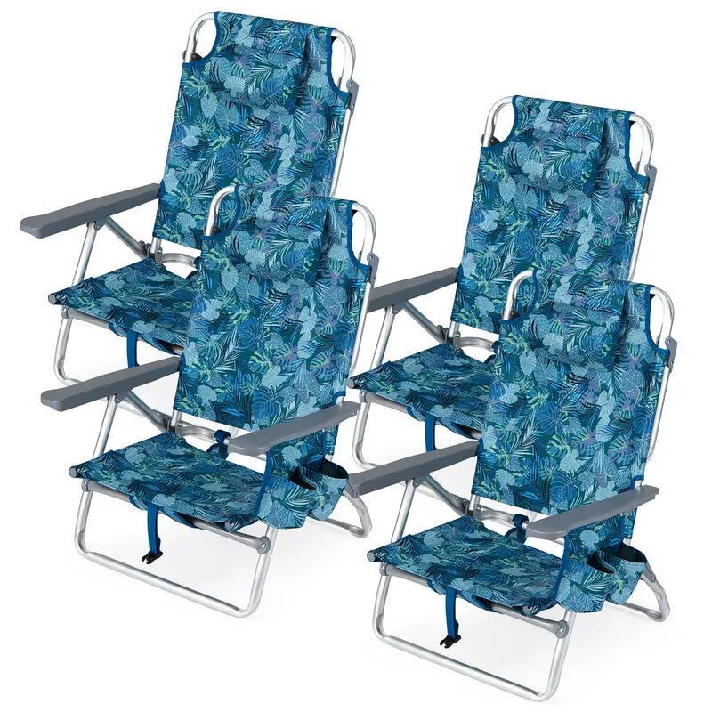 Lightweight Backpack-Friendly Reclining Beach Chairs (Set of 2 or 4)