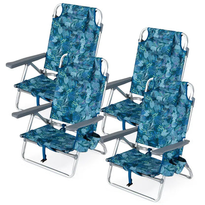 Lightweight Backpack-Friendly Reclining Beach Chairs (Set of 2 or 4)