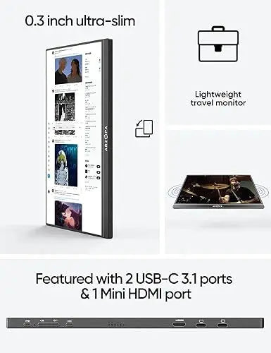 ARZOPA 15.6-Inch Portable USB-C & HDMI Monitor  FHD 1080P Display with HDR and Eye Protection