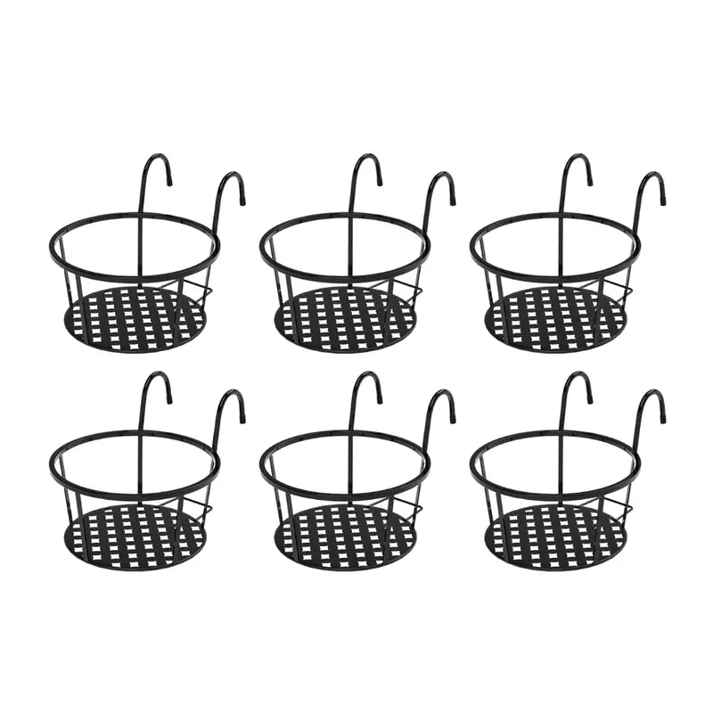 6-Pack Rust-Resistant Metal Hanging Plant Holders for Balconies and Railings
