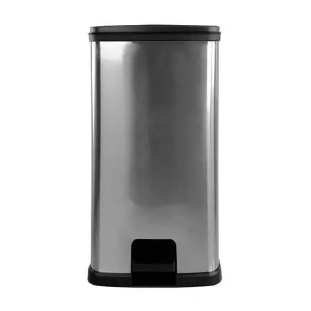 Mainstays Rectangular Step Trash Can  13.2 Gallon Plastic Kitchen Bin, Silver