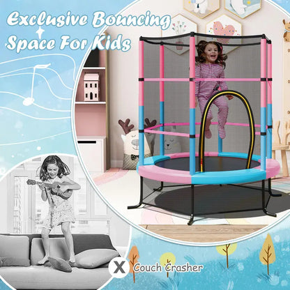 55-Inch Kids’ Trampoline  ASTM-Certified 4.6-Foot Toddler Bouncer with Safety Enclosure Net