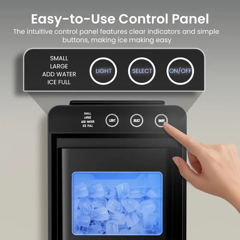 Kismile Countertop Ice Maker  26 lb/Day, Adjustable Ice Size, Internal LED Lighting, Self-Cleaning Function for Kitchen or Bar