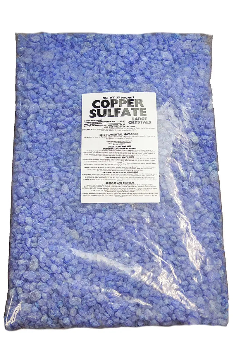 Copper(II) Sulfate Pentahydrate Crystals  25 lb Industrial-Grade Bag