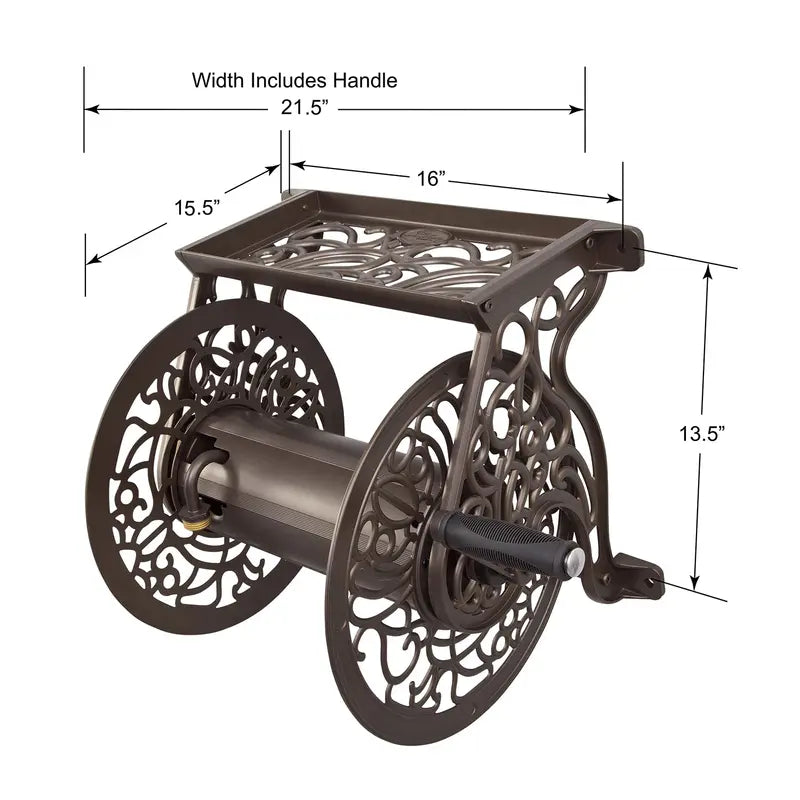 Liberty Garden LBG-704 125′ Steel Decorative Garden Hose Wall Mounted Reel
