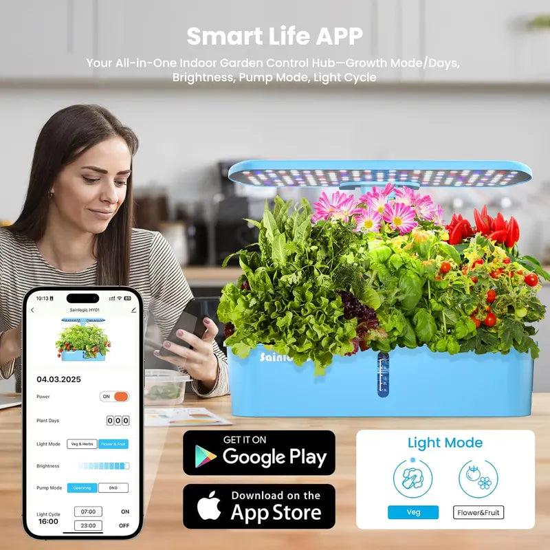 WiFi-Controlled Hydroponic Growing System  12-Planter Smart Indoor Garden with App Integration