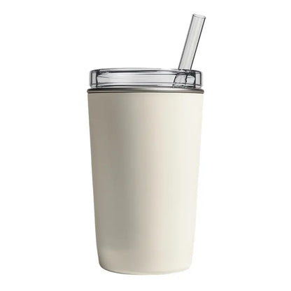 Gavon 40oz Vacuum-Insulated Stainless Steel Tumbler  Cream White Travel Mug with Handle & Straw