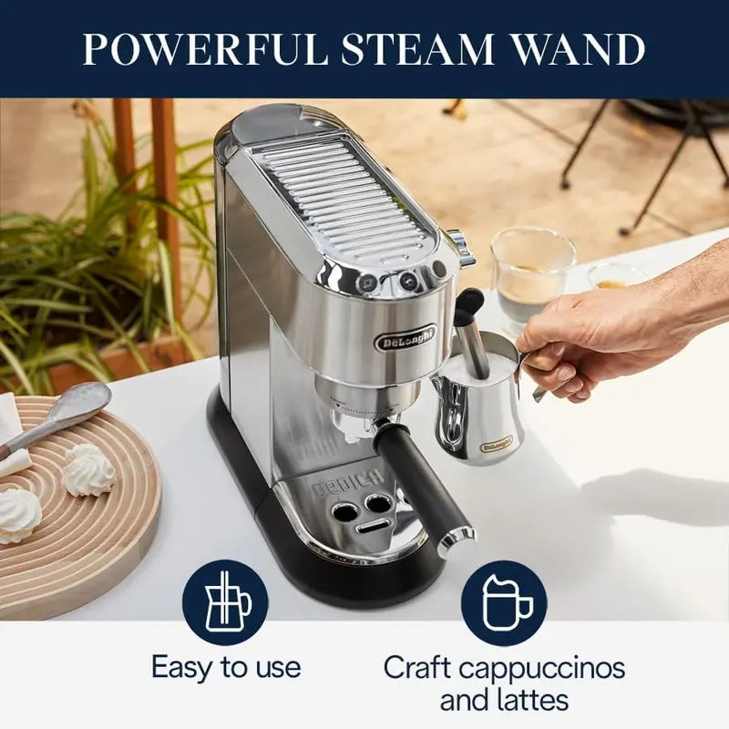 De’Longhi Dedica EC685 Manual Espresso Machine with Stainless Steel Frothing Wand