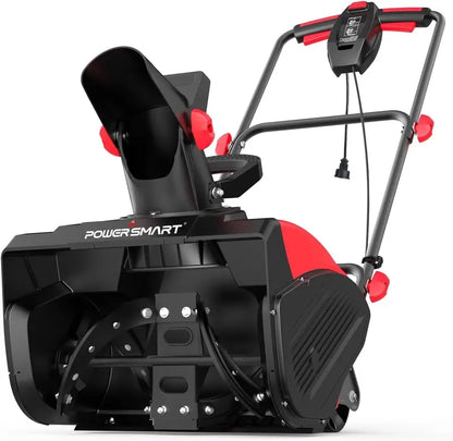 PowerSmart 18″ Corded Electric Snow Blower, 15A Motor, Lightweight, 180° Chute Adjustment