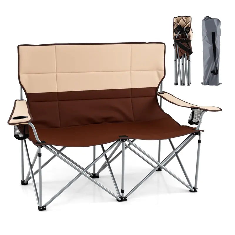 Dual-Seater Folding Camping Couch  Compact Double Chair for Outdoors