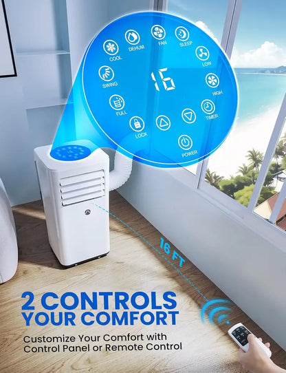10,000 BTU Portable Air Conditioner  3-in-1 AC Unit for Rooms up to 450 Sq. Ft., Digital Display, Remote, Window Kit & 24-Hour Timer