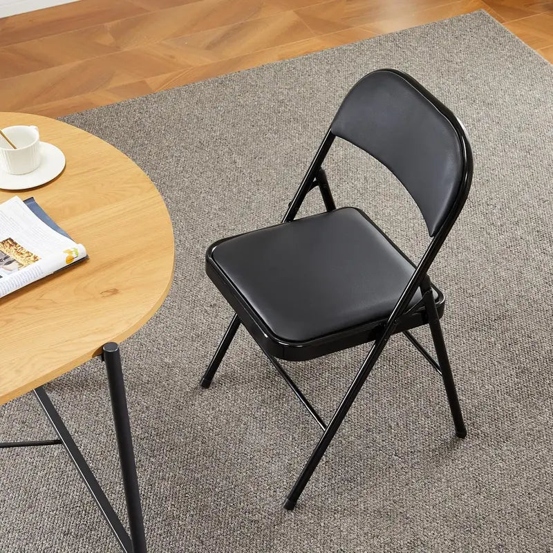 DUMOS Leather-Padded Folding Chairs  2-Pack Stackable Indoor/Outdoor Seats for Events & Commercial Use