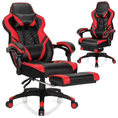 Ergonomic Gaming Chair with Built-In Footrest and Customizable Lumbar Support