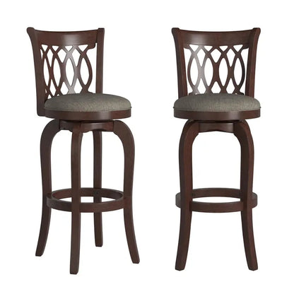 Elegant Scroll-Back Swivel Bar Stool with Metallic Accents and Comfort Upholstery