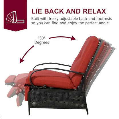 Adjustable Outdoor Reclining Lounge Chair with Cushions  Compact Patio Sofa (38″ D x 26.5″ W x 38.5″ H)