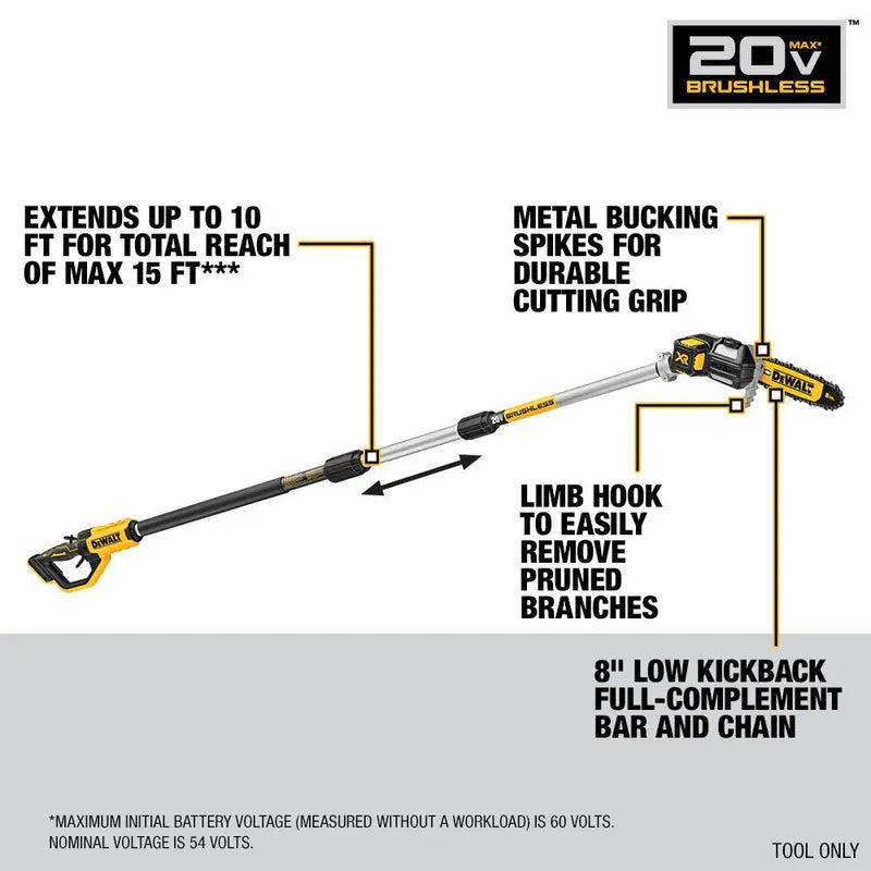 DEWALT 20V MAX 8″ Pole Saw Bare Tool DCPS620B from DEWALT