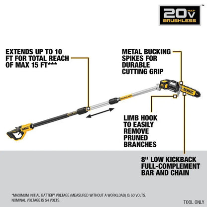 DEWALT 20V MAX 8″ Pole Saw Bare Tool DCPS620B from DEWALT