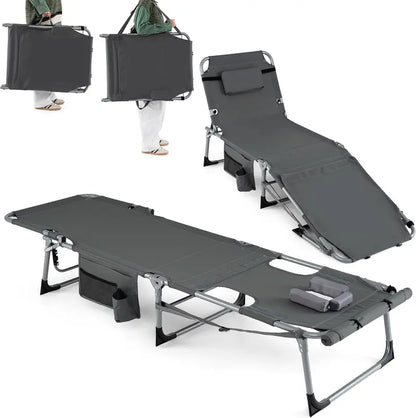 Adjustable Tanning Chair with Face Arm Holes, Four-Position Recline & Comfort Head Pillow