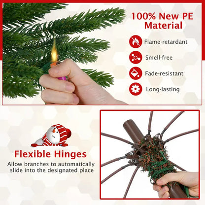 6.4-Foot Pre-Lit Artificial Christmas Tree with 360° Rotating Base