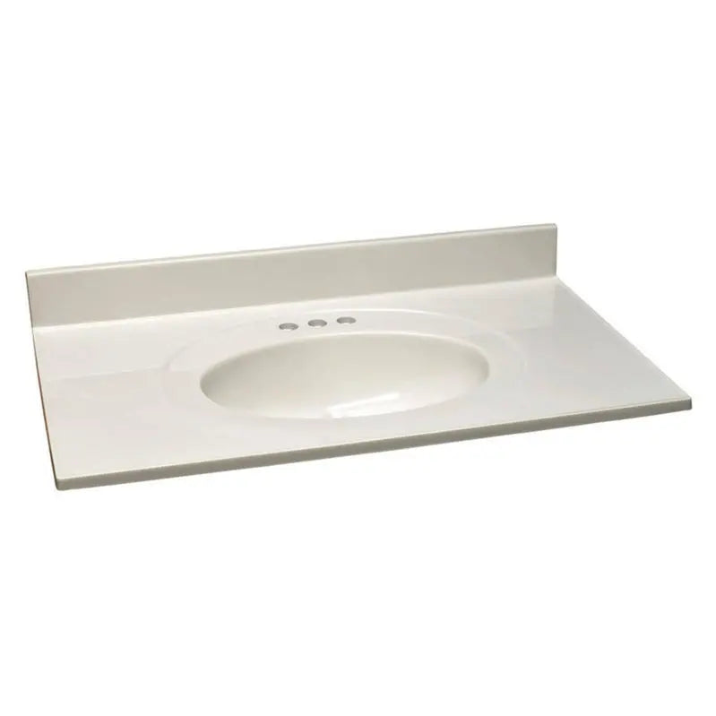 25-Inch Cultured Marble Vanity Top in White-on-White Finish