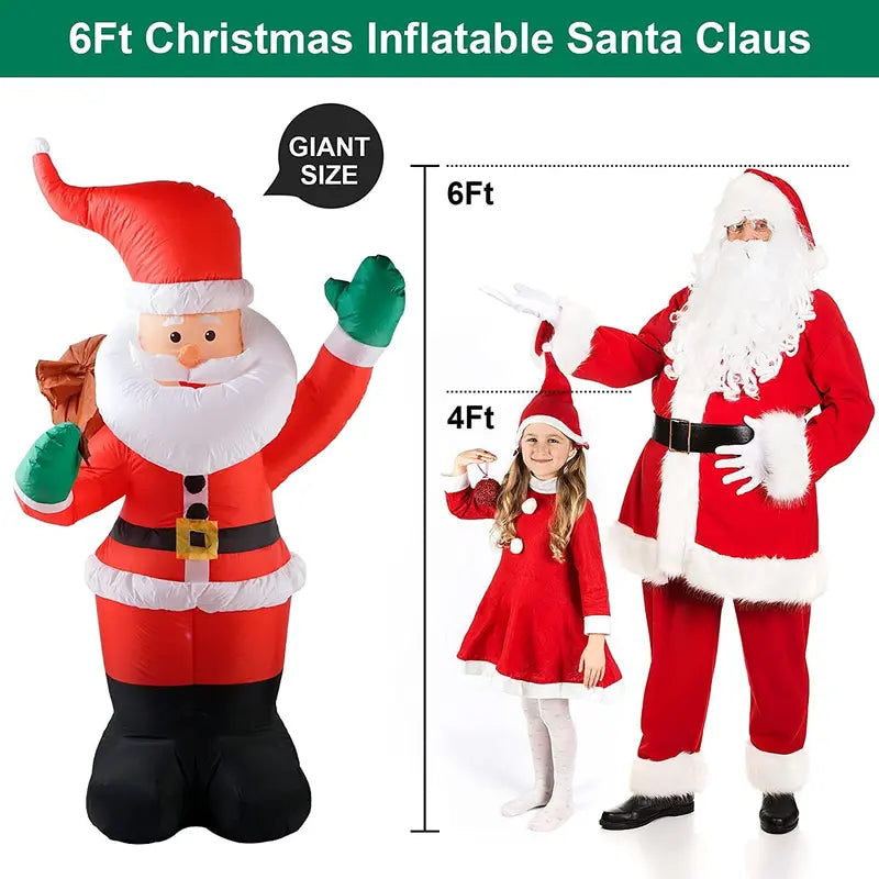6 FT LED Lighted Durable Santa Claus Inflatable with Gift Bag  Outdoor Christmas Yard Decoration by [Brand Name]