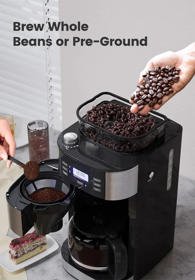 Gevi 10-Cup Coffee Maker with Integrated Grinder  Programmable Thermal Carafe Brewer