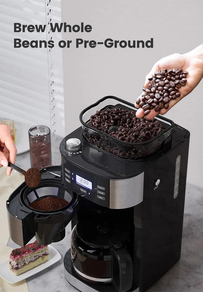 Gevi 10-Cup Coffee Maker with Integrated Grinder  Programmable Thermal Carafe Brewer