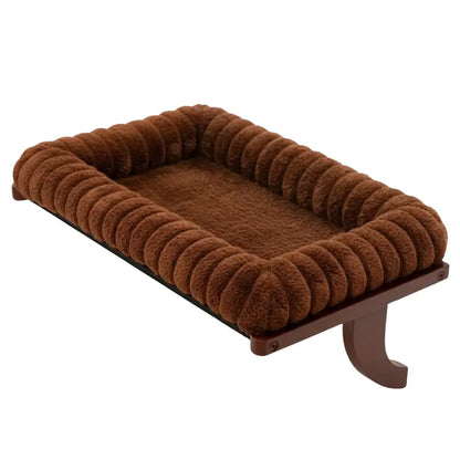 Wood-and-Metal Cat Window Perch with Zippered Cushion and Secure Mounting