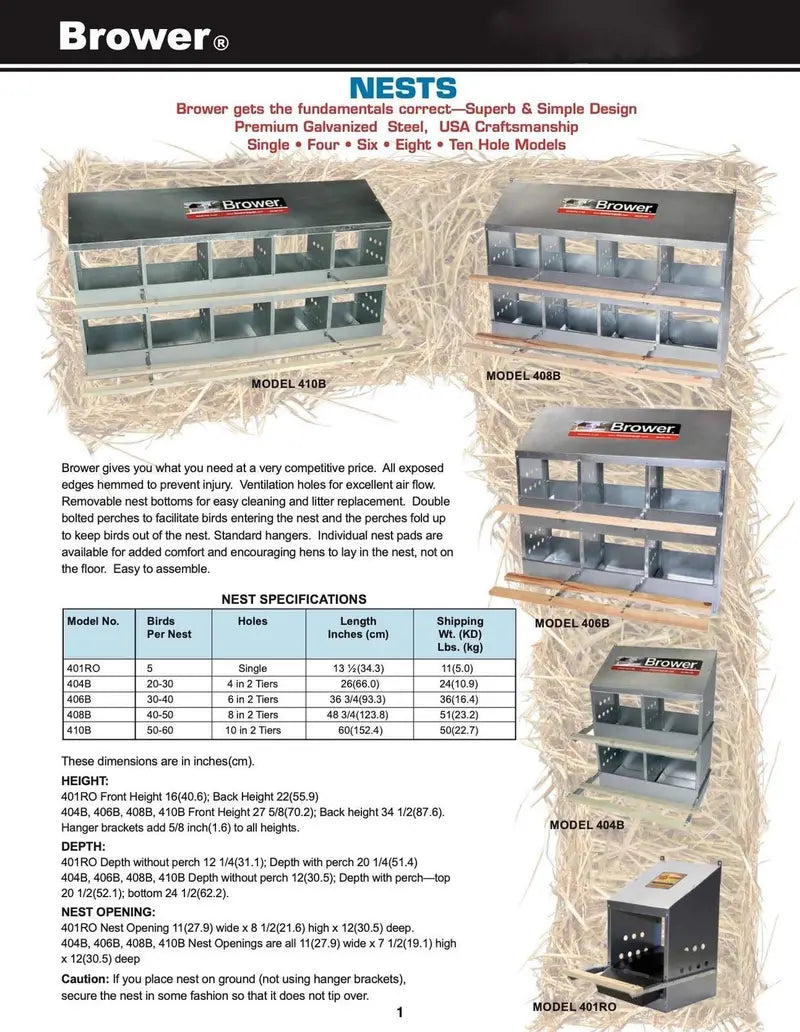 Brower 410B Galvanized Poultry Nesting Box  10-Hole, Supports Up to 60 Hens, Tool-Free Assembly