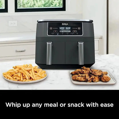 Ninja Foodi DZ201 DualZone Air Fryer  8-Quart 6-in-1 with Independent Baskets & Smart Finish Technology