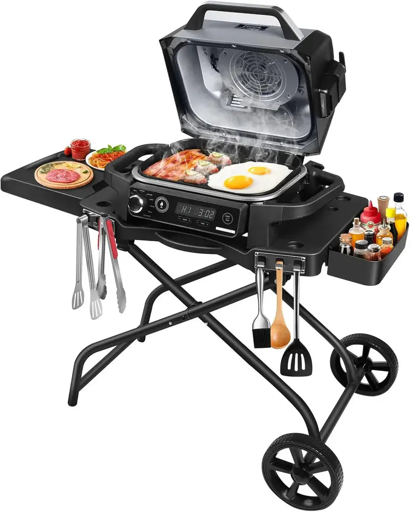 Collapsible Grill Stand Compatible with Ninja Woodfire, Traeger, Pit Boss, and 22″ Griddles  Space-Saving, Sturdy Outdoor Cooking Support