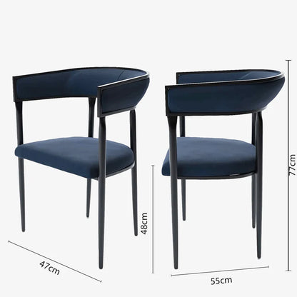 Chaise de salle   manger design dossier arrondi velours bleu marine Aurore