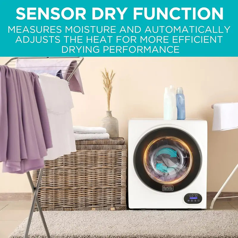 Compact 1.5 Cu. Ft. Vented Portable Dryer  850W Energy-Efficient Electric Dryer with Stainless Steel Drum (5.5 lb Load)