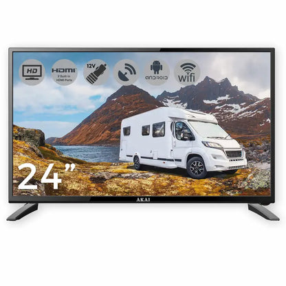 Akai 24-Inch 12V Portable HD Smart LED TV  Battery-Operated, Compact Entertainment Solution