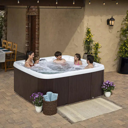 Lifesmart 7-Person Espresso Hot Tub with 65 Jets, Ozonator, and 230V Operation