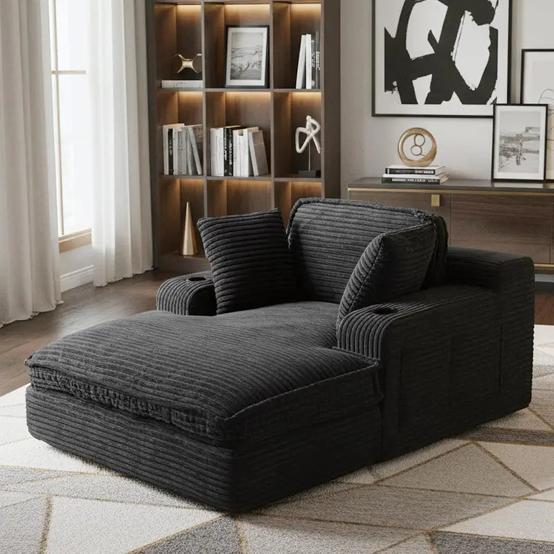 67-Inch Cloud-Like Chaise Lounge  Soft Boneless Design with Pillows and Side Pockets