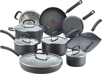 T-fal Ultimate 14-Piece Hard Anodized Nonstick Cookware Set, Dishwasher Safe Black