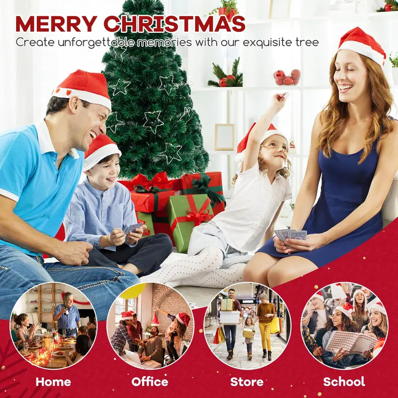 6-Foot Pre-Lit Fiber Optic Christmas Tree  Decorative Lighted Tree with Top Star, 230 Branch Tips & Metal Stand