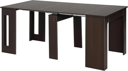White Expandable Dining Table  Space-Smart Extendable Design Seats Up to Six People