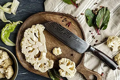 Yatoshi 7-Piece Knife Block Set  High Carbon Stainless Steel Kitchen Knives with Ergonomic Pakka Wood Handles