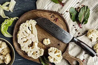 Yatoshi 7-Piece Knife Block Set  High Carbon Stainless Steel Kitchen Knives with Ergonomic Pakka Wood Handles