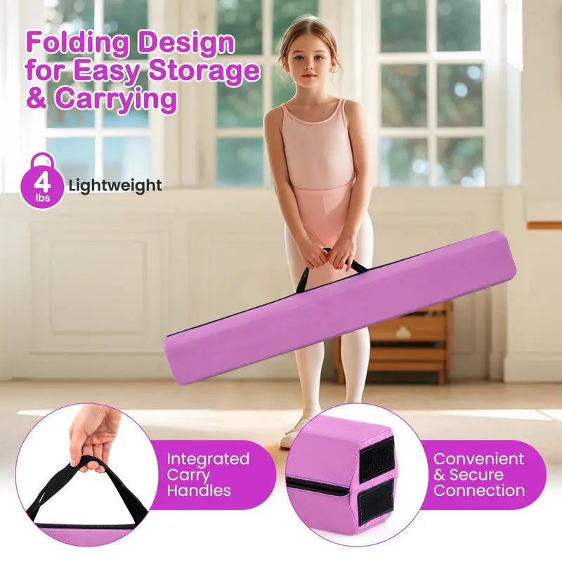 7-Foot Foam Balance Beam — Gymnastics Training Equipment with Removable Suede Cover