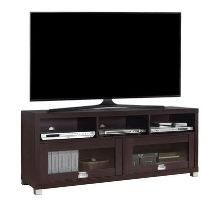 Techni Mobili Durbin 58″ TV Stand, Espresso Finish, Fits TVs Up to 75″, Contemporary Design with Storage