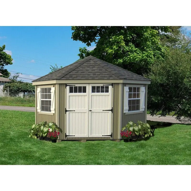 Colonial 10 ft. x 10 ft. Heavy-Duty Wooden Storage Shed  Backyard Utility Shed